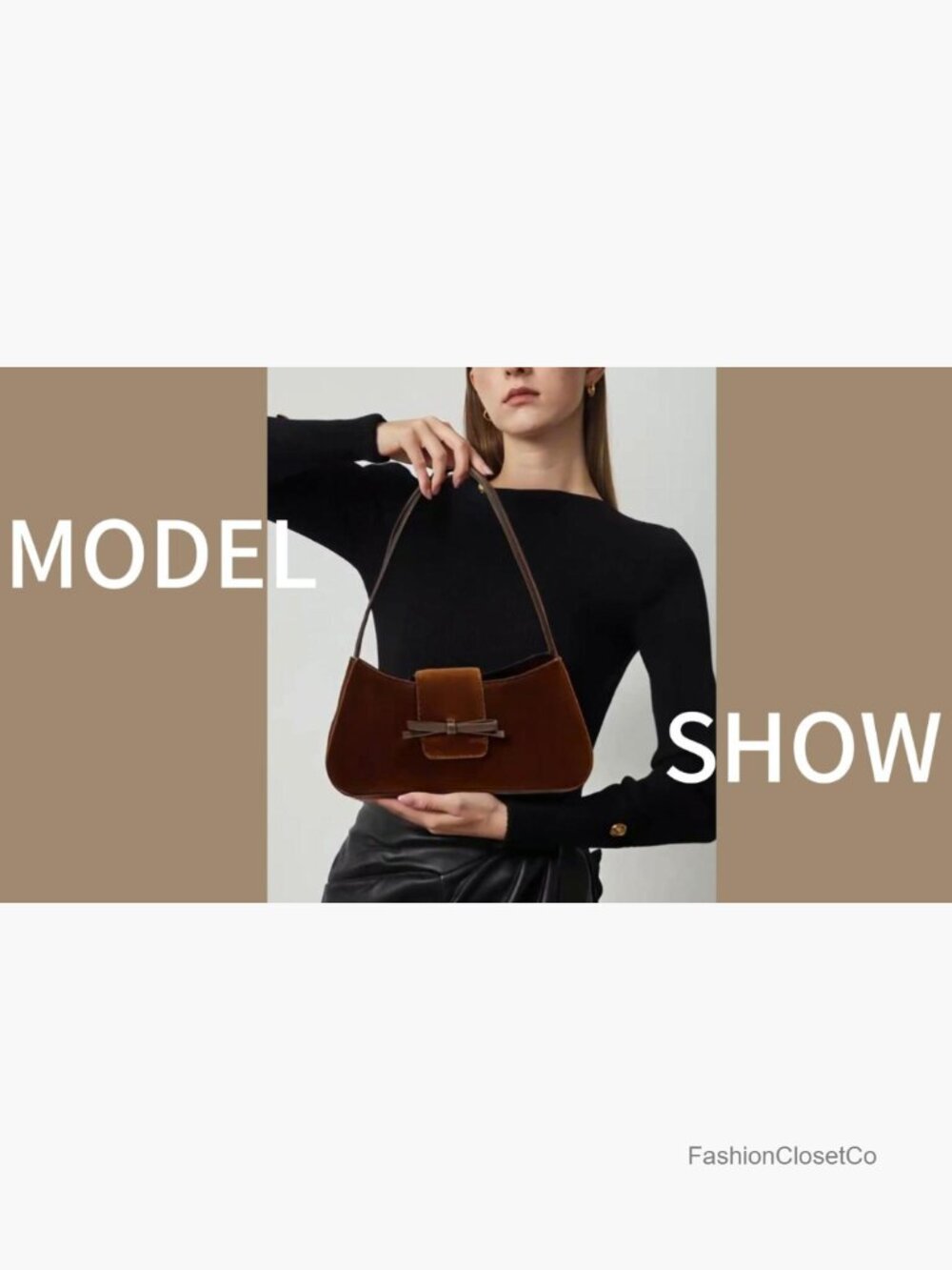 Suede Shoulder Bag Cute Bow Purse Hobo Handbag Clutch Underarm Purse - Picture 7 of 7